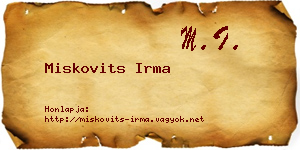 Miskovits Irma névjegykártya