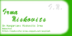 irma miskovits business card